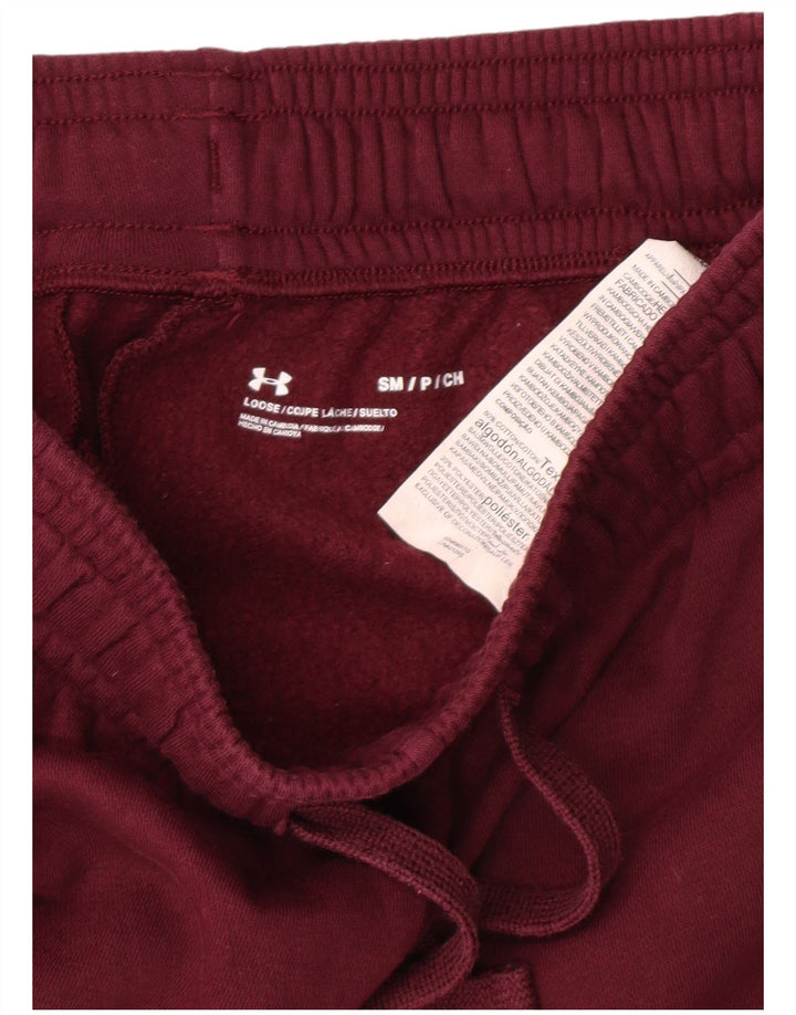UNDER ARMOUR Mens Tracksuit Trousers Joggers Small  Maroon Cotton