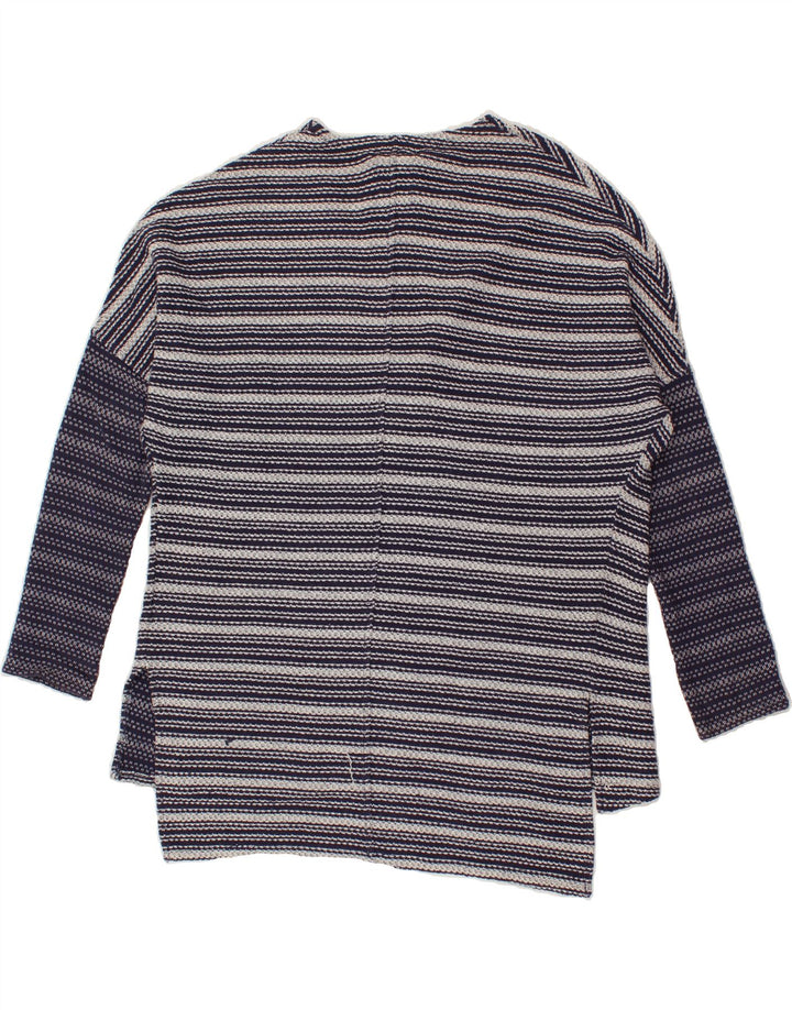 ROXY Womens Oversized Cardigan Sweater UK 16 Large Purple Striped Cotton Vintage Roxy and Second-Hand Roxy from Messina Hembry 