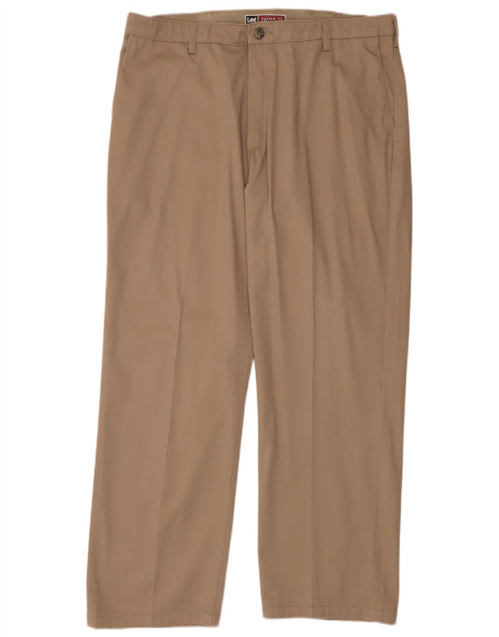 LEE Herre Custom Fit Straight Chino Bukser W40 L32 Beige Bomuld