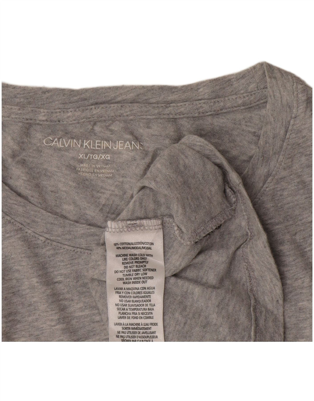 Calvin Klein Dame Grafisk T-Shirt Top UK 18 XL Grå Bomuld