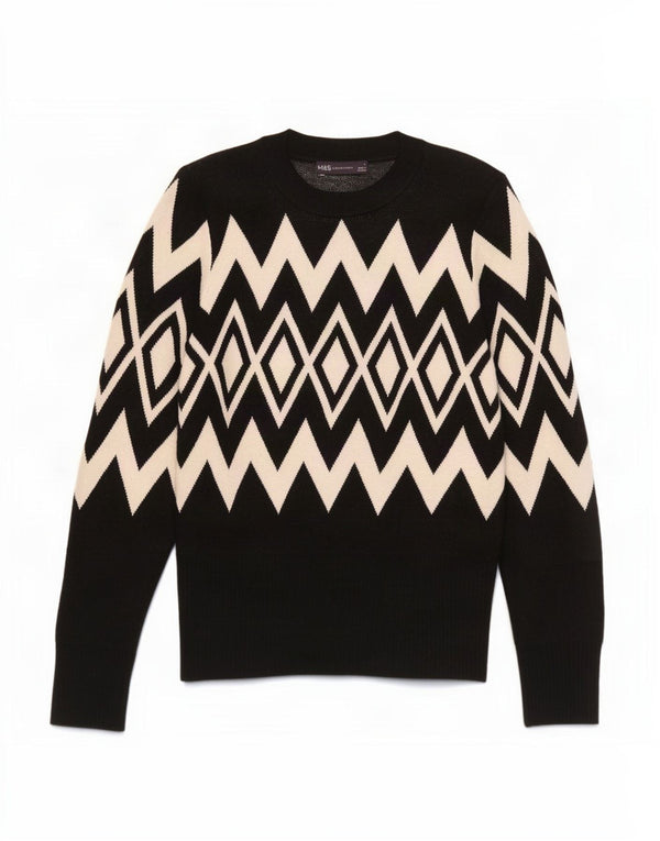 Marks & Spencer Dame sweater med rund hals DK 12 Medium Sort