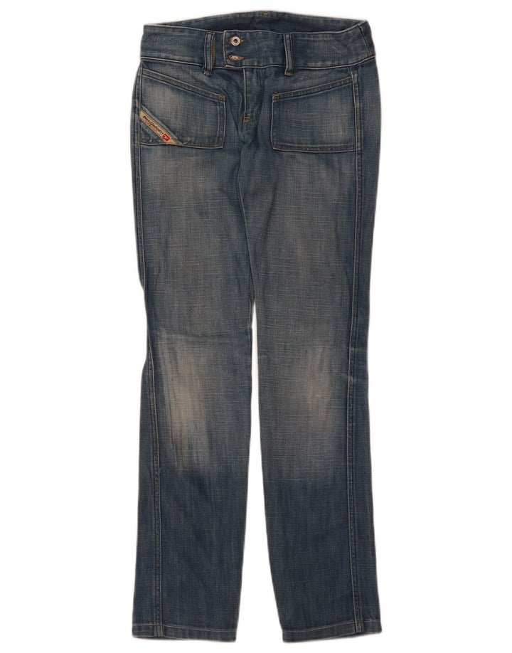 DIESEL Dame Straight Jeans W25 L30 Blå Bomuld