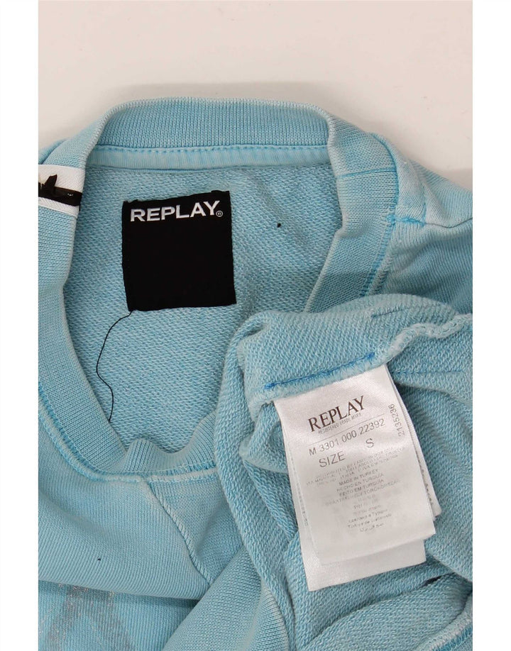 Replay Herre Grafisk Sweatshirt Jumper Lille Blå Bomuld