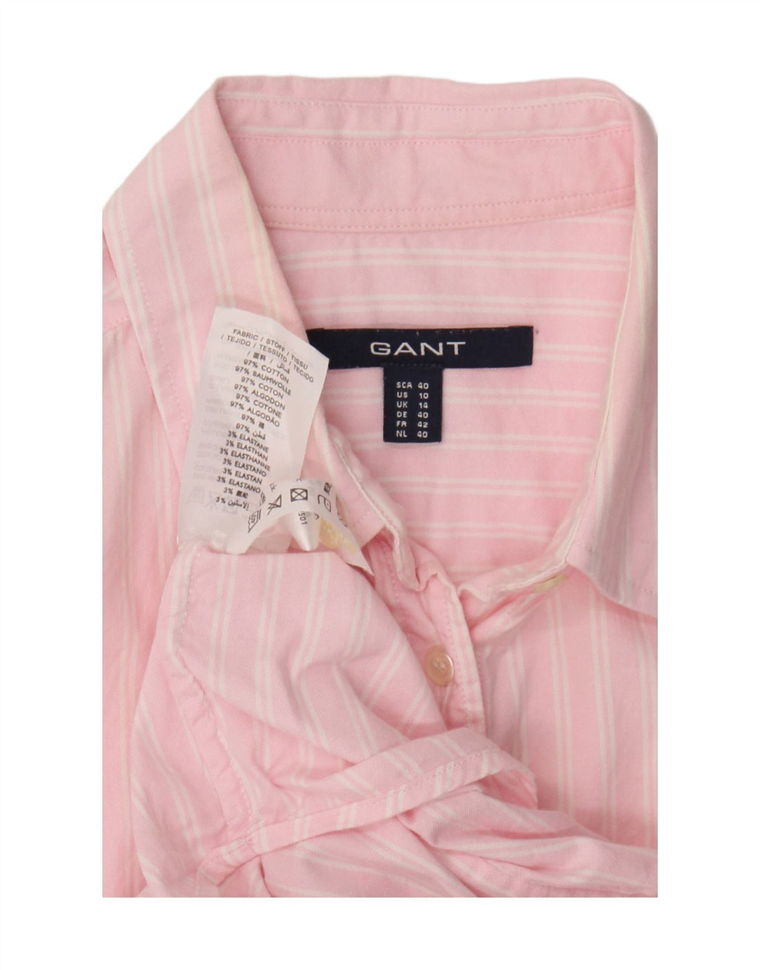 Gant Dameskjorte UK 14 Stor Pink Stribet Bomuld