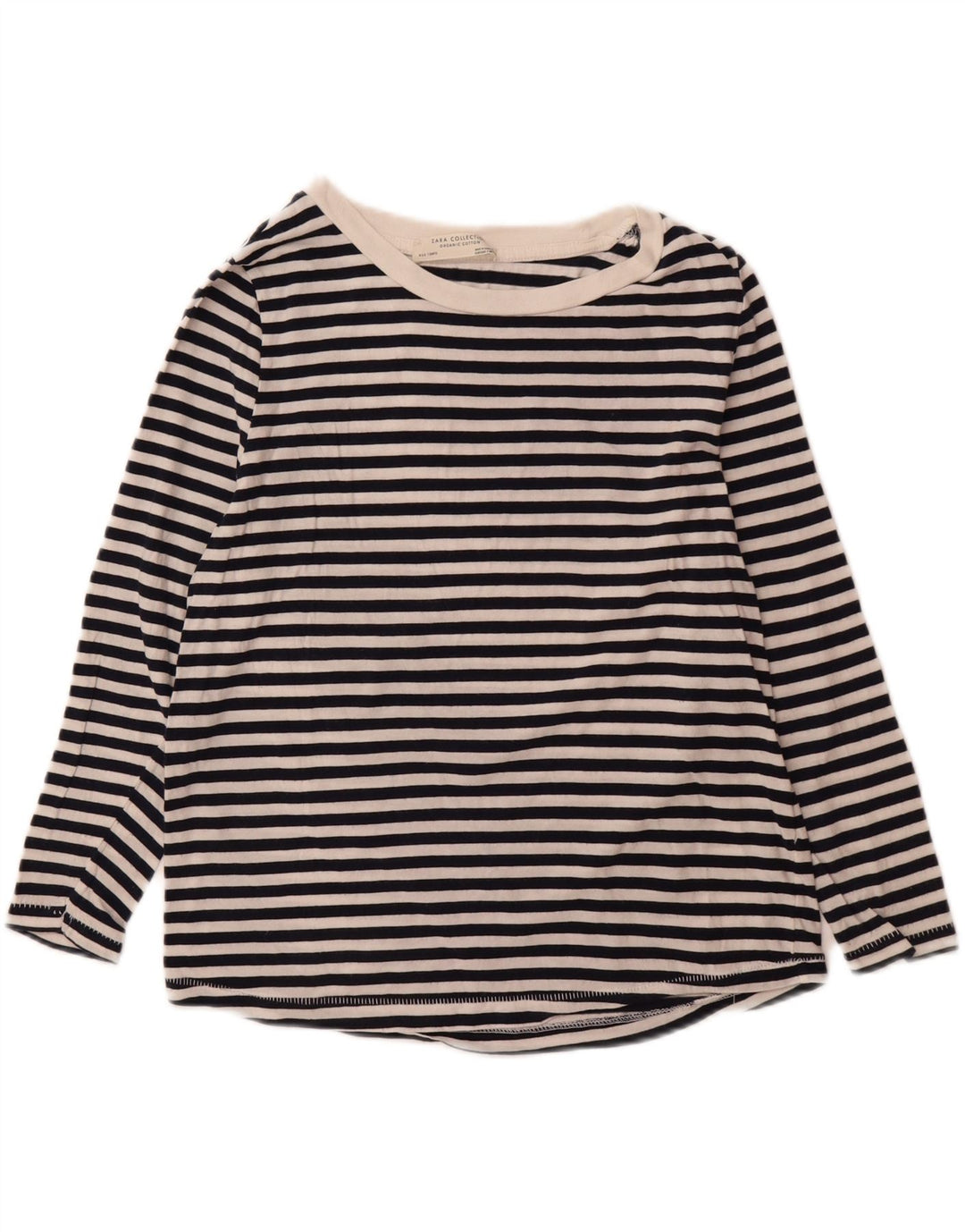 ZARA Womens Graphic Top 3/4 Sleeve UK 10 Small Black Striped