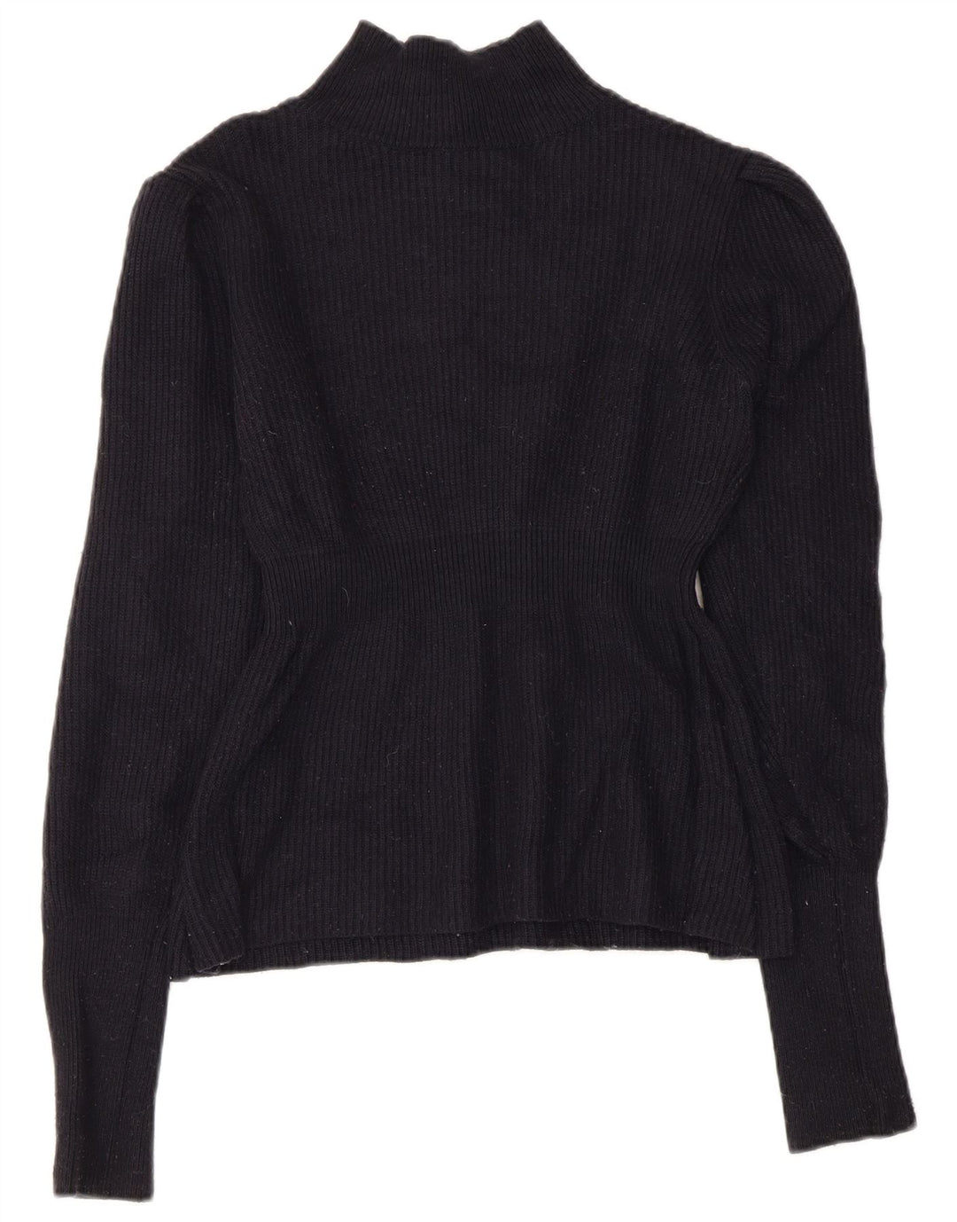 Topshop Dame Crop Turtle Neck Jumper Sweater UK 12 Medium Navy Blue Nylon