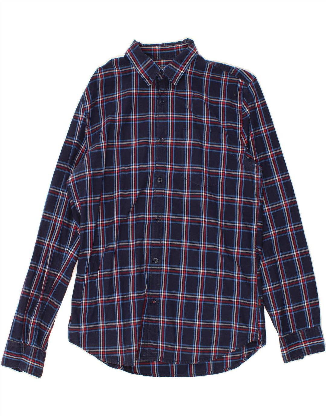 JACK & JONES Mens Shirt Large Navy Blue Check Vintage Jack & Jones and Second-Hand Jack & Jones from Messina Hembry 