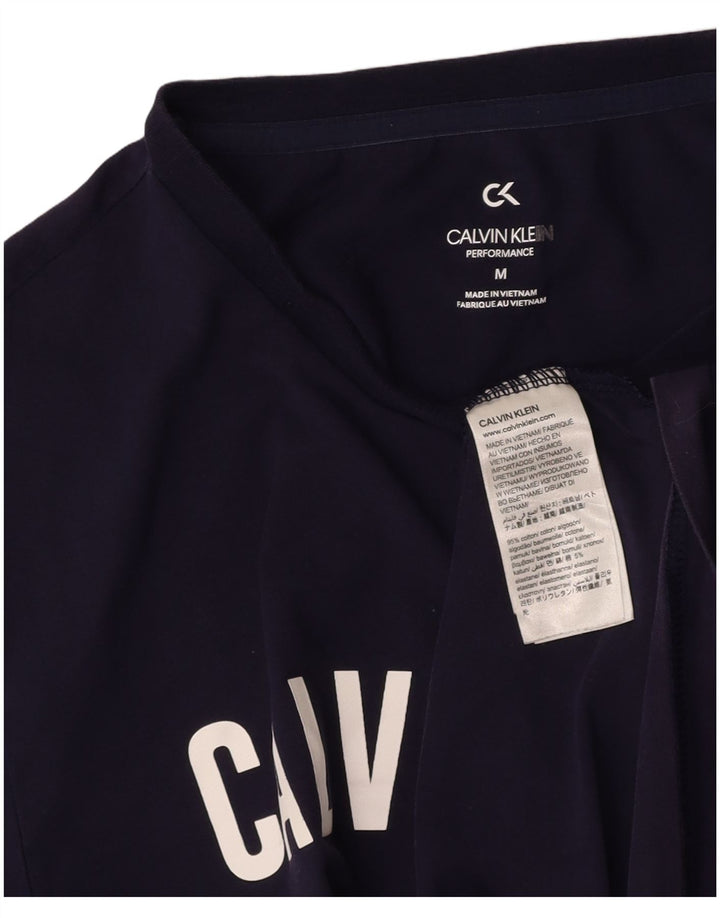CALVIN KLEIN Mens Graphic T-Shirt Top Medium Navy Blue Cotton