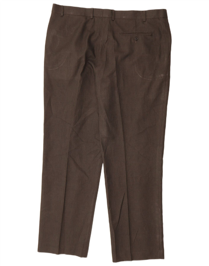 Marks & Spencer Herre Pegged Suit Bukser W40 L31 Brun Stribet Polyester