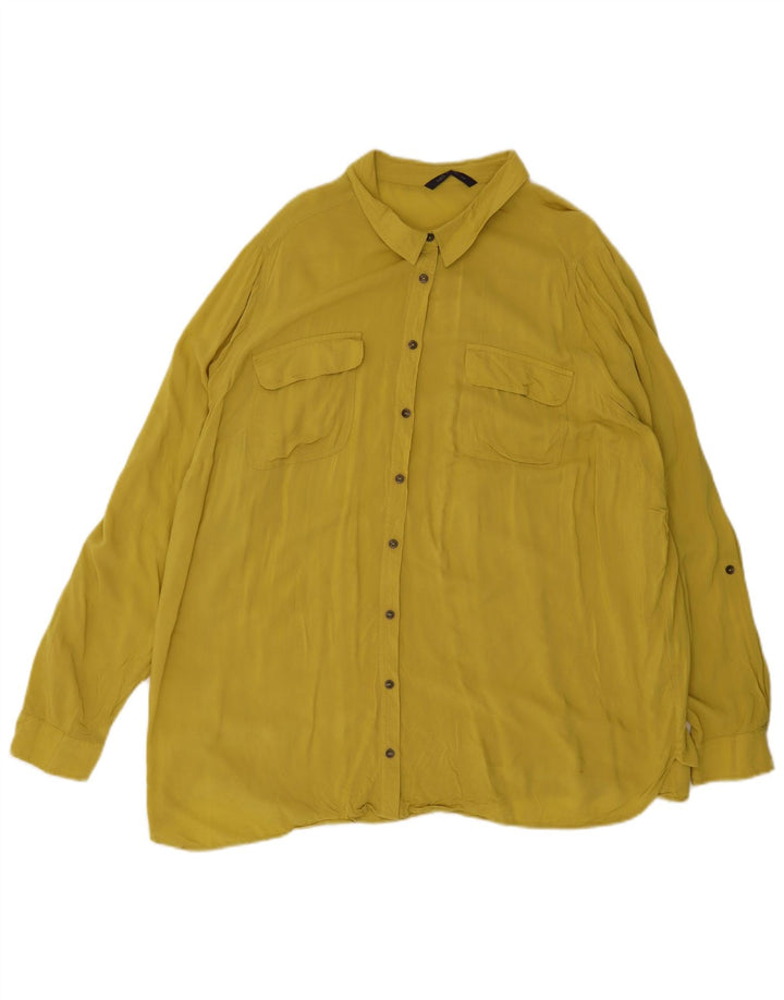 Marks & Spencer skjortebluse til kvinder UK 20 2XL Gul viskose