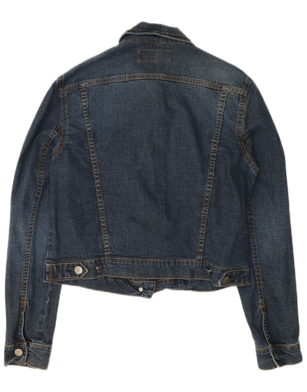 Fcuk Womens Crop Denim Jacket UK 12 Medium Blue