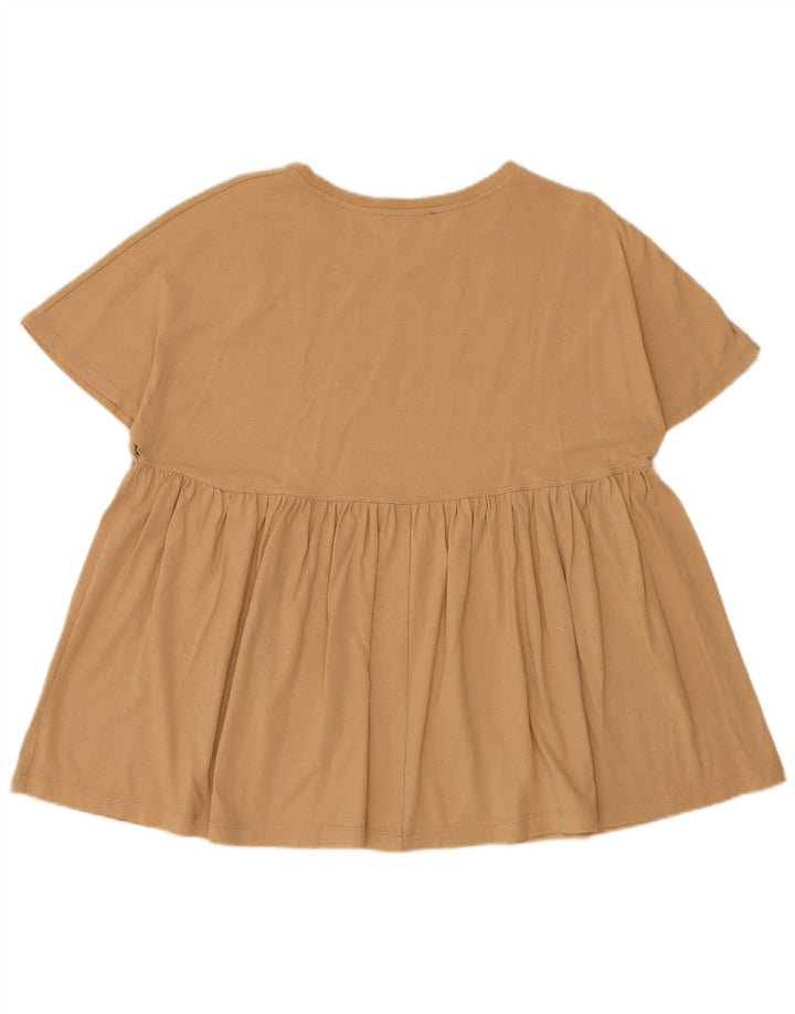 ZARA Womens Blouse Top UK 14 Medium Beige Cotton