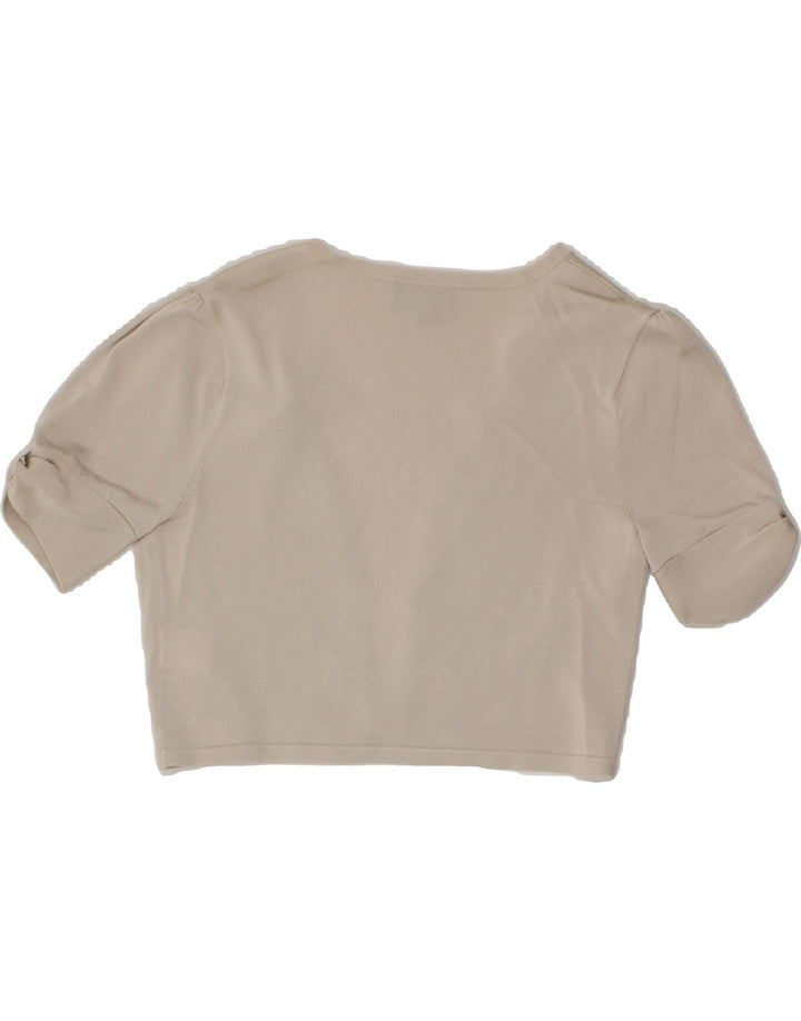 FENN WRIGHT MANSON Womens Crop Cardigan Top UK 10 Small Beige Viscose Vintage Fenn Wright Manson and Second-Hand Fenn Wright Manson from Messina Hembry 