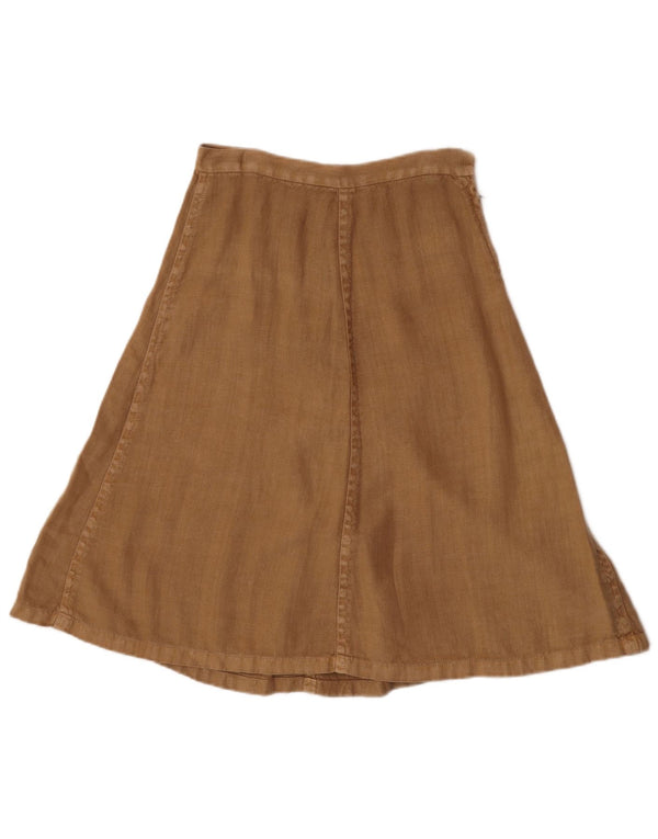Miu Miu Womens A-Line Skirt IT 40 Small W26 Khaki Linen Classic
