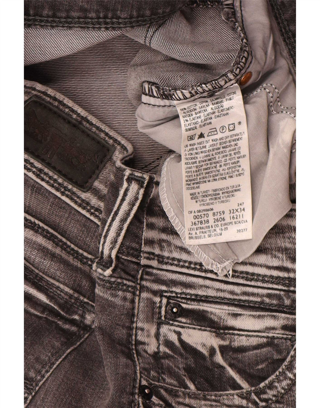 Levi's Dame 570 Straight Jeans W32 L34 Grå Bomuld