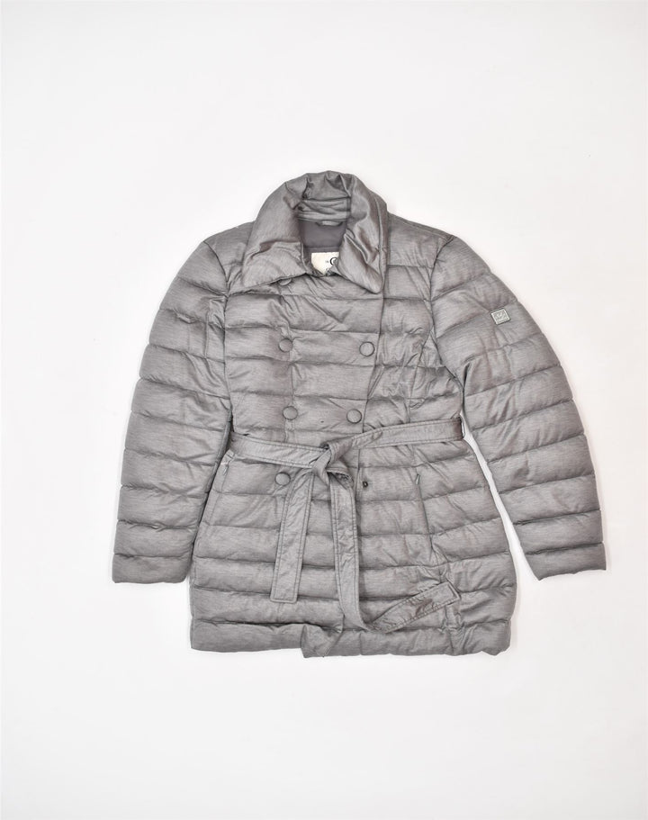 CERRUTI 1881 Womens Belted Padded Coat IT 46 Large Grey Polyester | Vintage | Thrift | Second-Hand | Used Clothing | Messina Hembry 