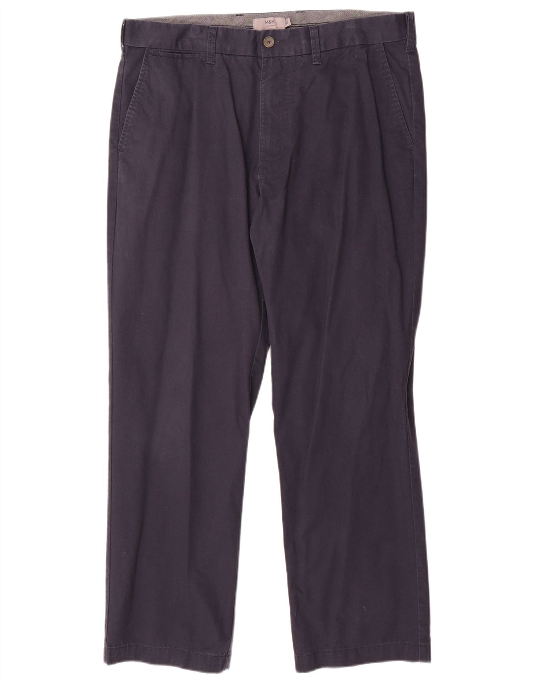 Marks & Spencer Herre Regular Chino Bukser W36 L29 Marineblå Bomuld