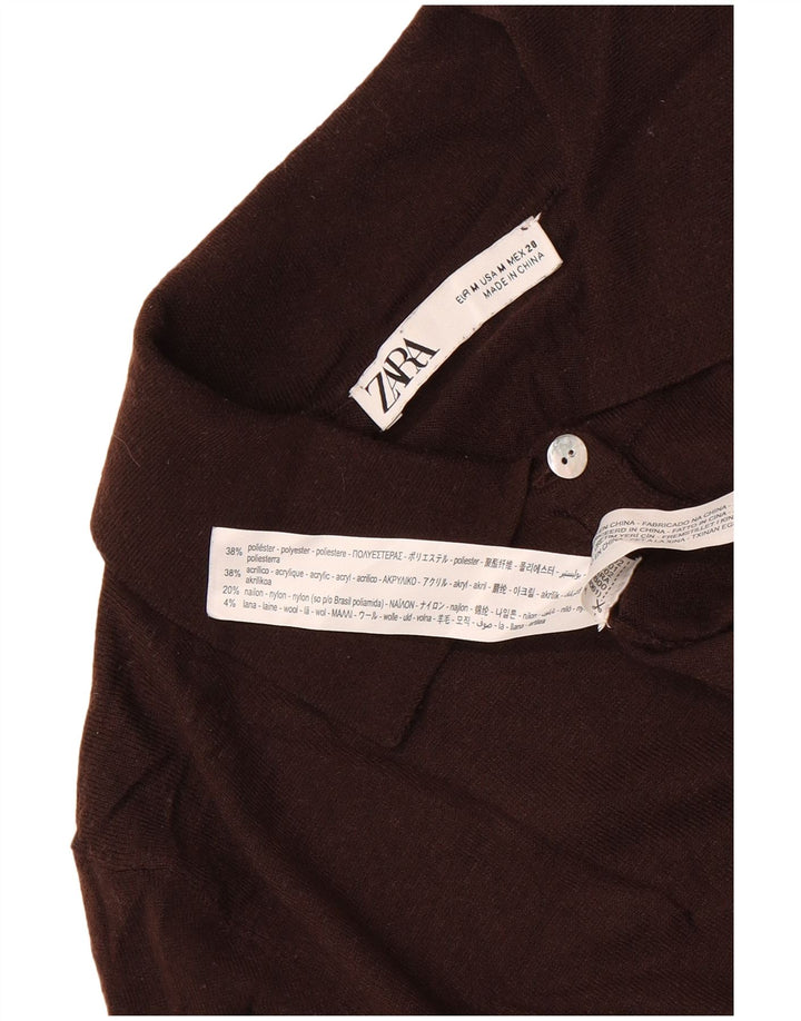Zara Dame Polo Neck Jumper Sweater UK 12 Medium Brown Polyester