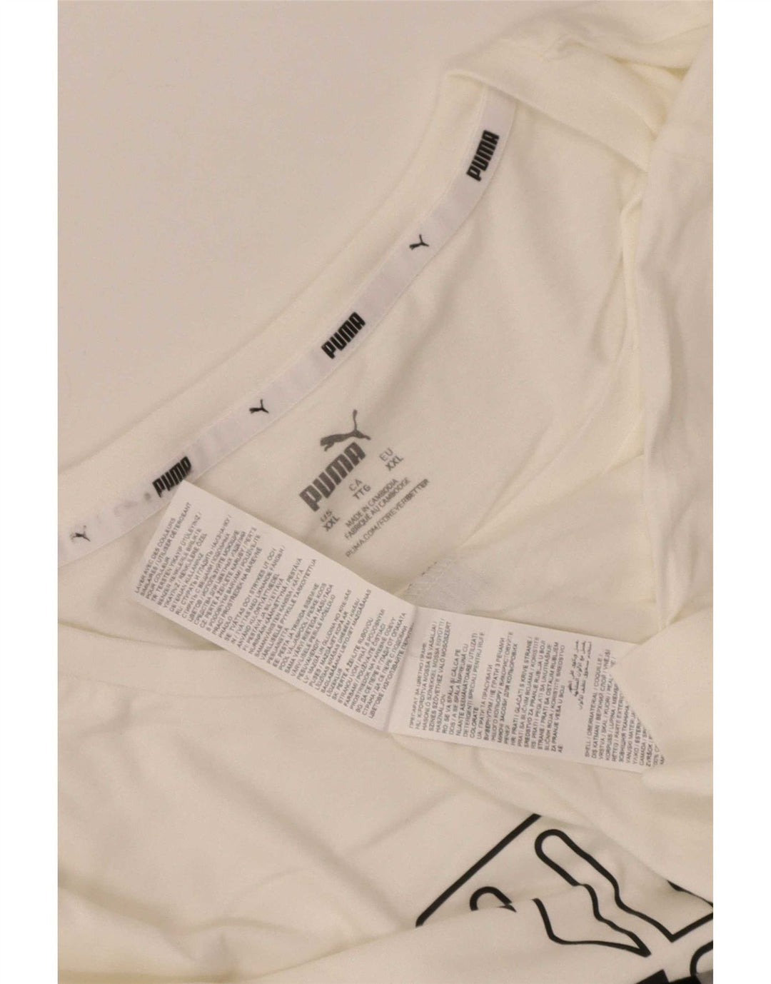 Puma Herre Grafisk T-Shirt Top 2XL Hvid Bomuld