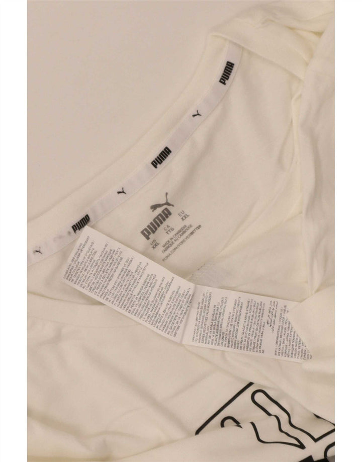 Puma Herre Grafisk T-Shirt Top 2XL Hvid Bomuld