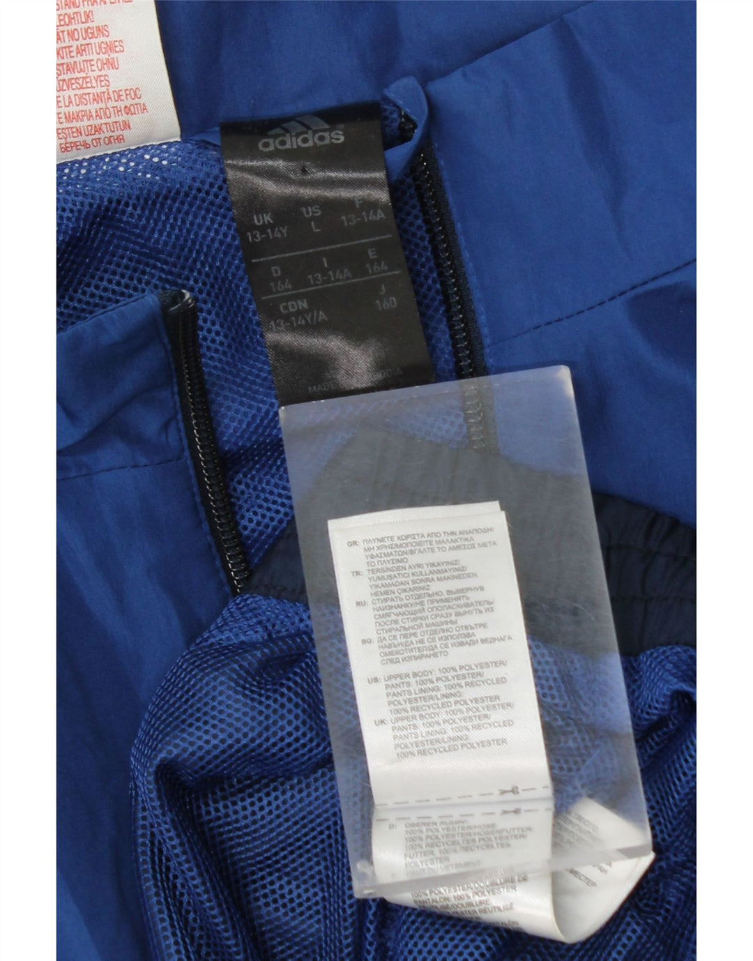 Adidas Regnjakke til drenge 13-14 år Navy Blue Colourblock Polyester