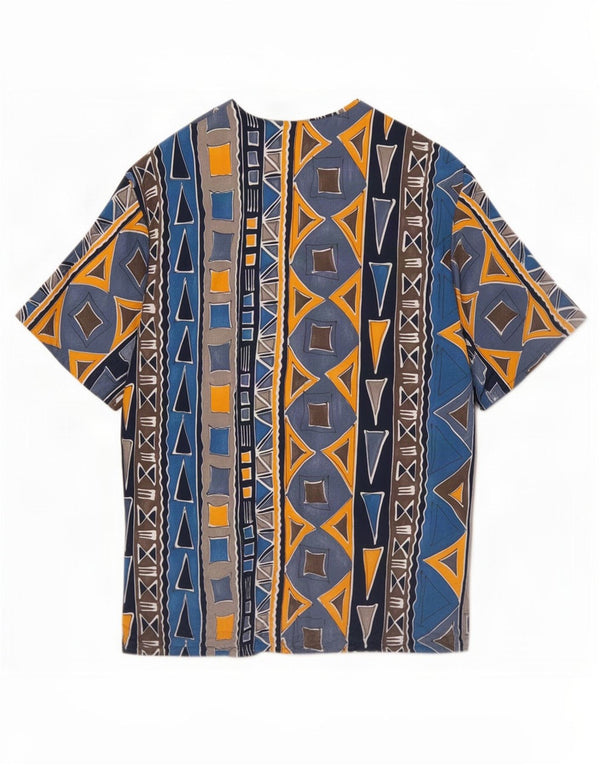 Augustus Kortærmet skjortebluse til kvinder IT 44 Medium Blue Geometric
