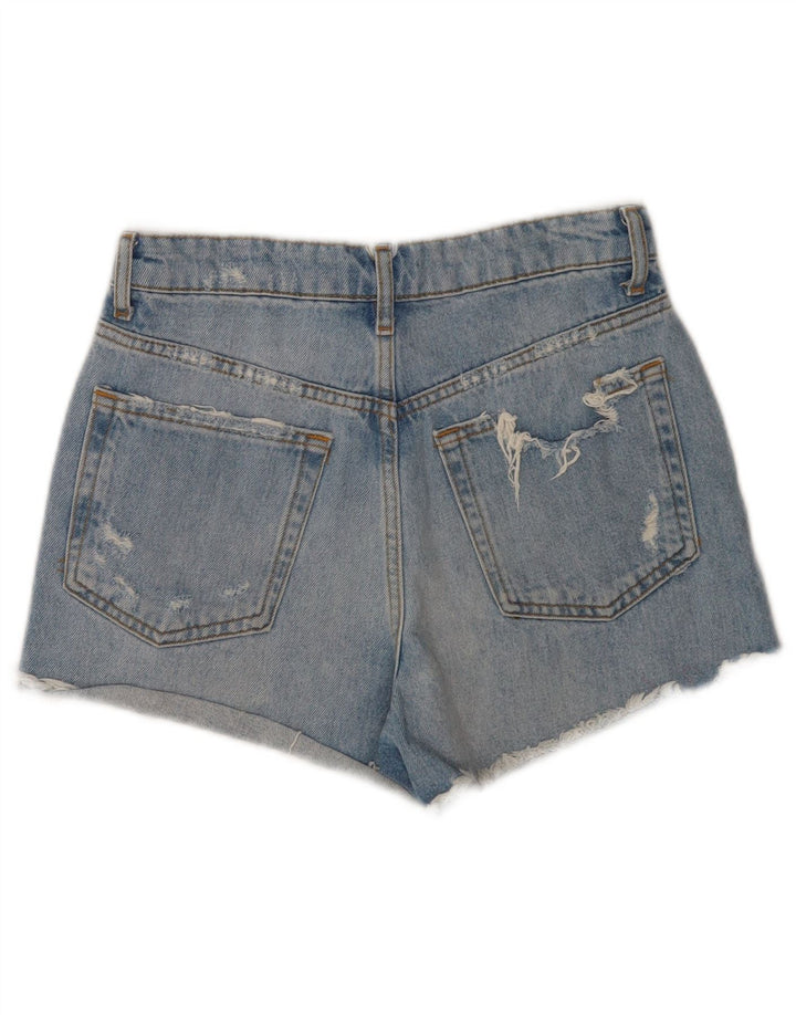 Zara Womens Distressed Denim Shorts EU 36 XS W26 Blå