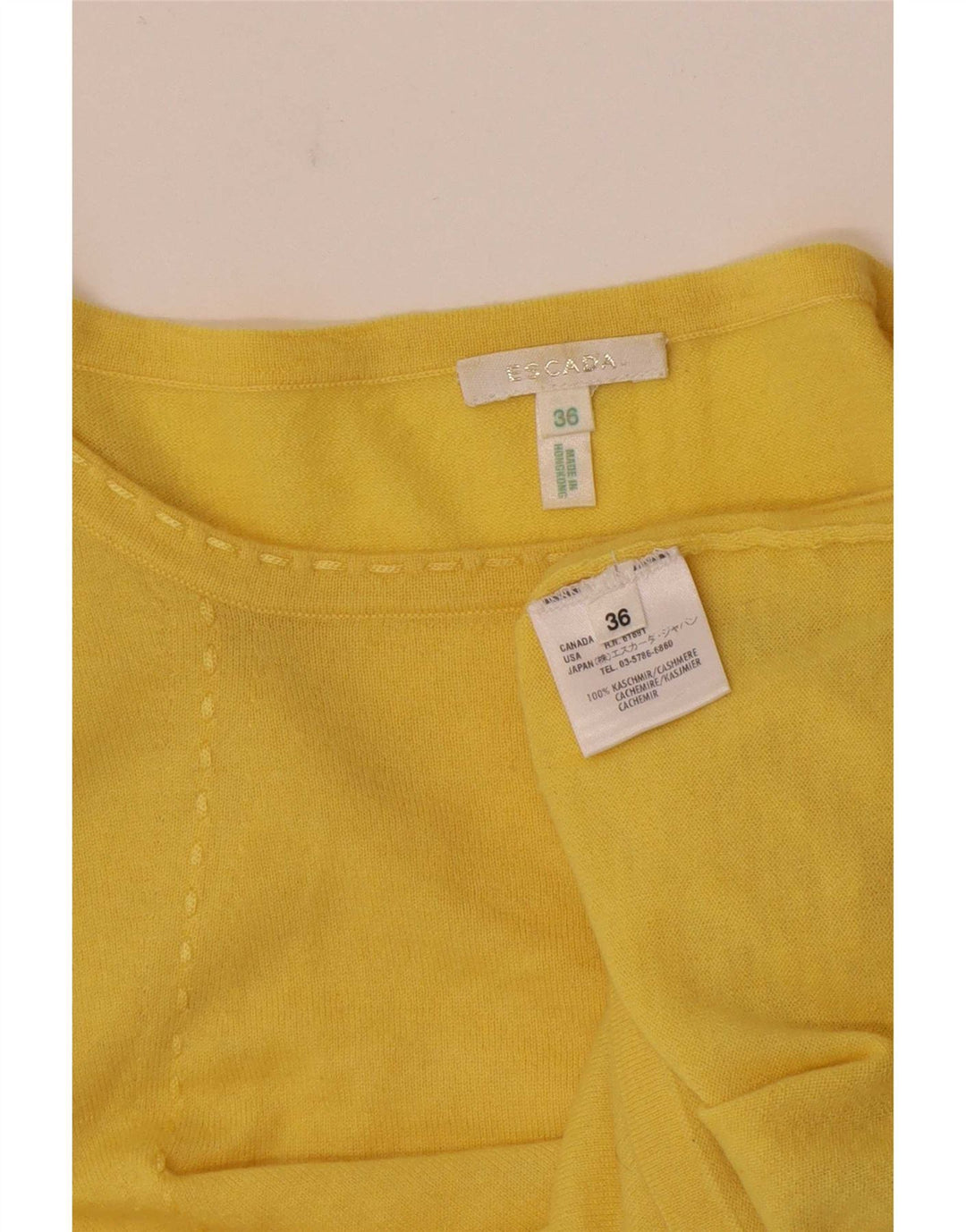 Escada T-Shirt Top EU 36 Small Yellow Cashmere