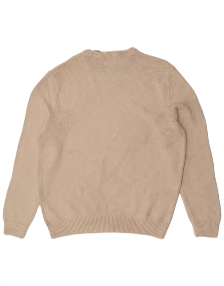 Chaps Herre Crew Neck Jumper Sweater Large Off White Bomuld