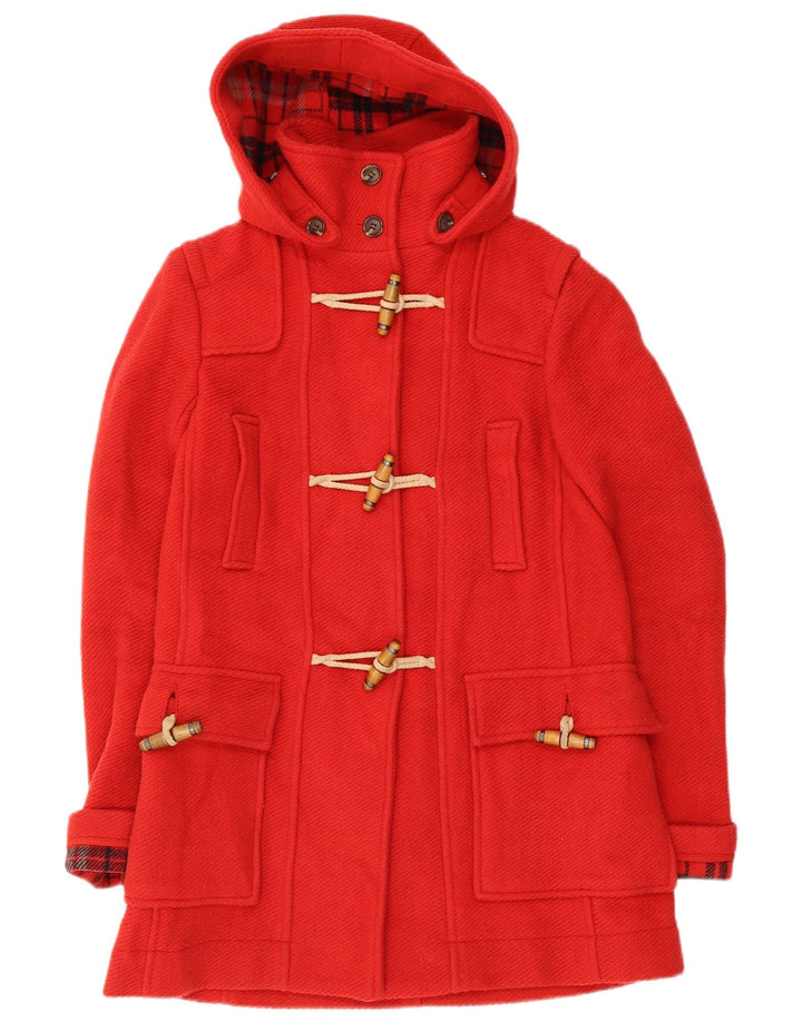 Topshop Dame Hooded Duffel Coat UK 8 Small Red Wool