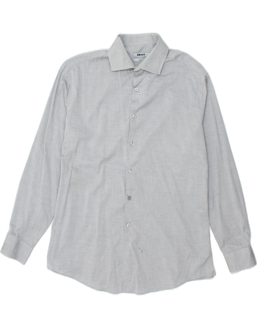 DKNY Mens Slim Fit Shirt Size 16 1/2 Large Grey Cotton Vintage Dkny and Second-Hand Dkny from Messina Hembry 