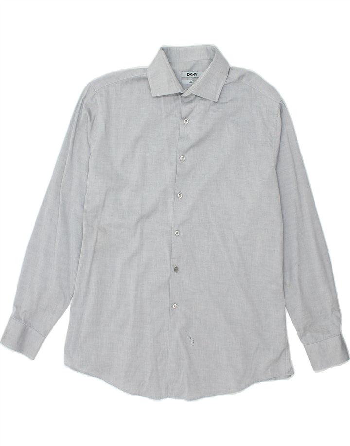 DKNY Mens Slim Fit Shirt Size 16 1/2 Large Grey Cotton Vintage Dkny and Second-Hand Dkny from Messina Hembry 