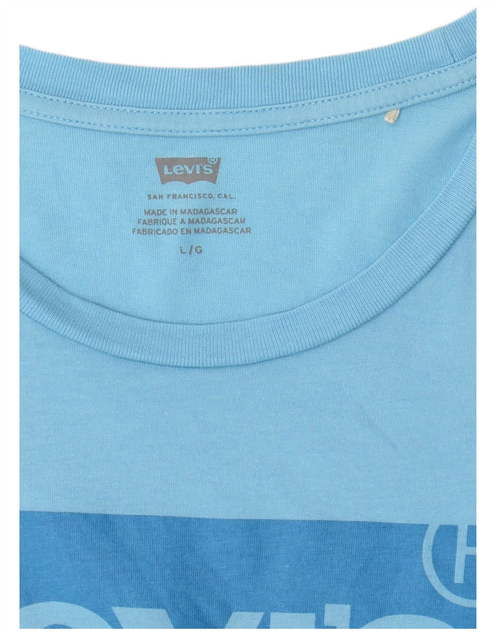 LEVI'S Grafisk T-Shirt Top til kvinder DK 14 Stor Blå