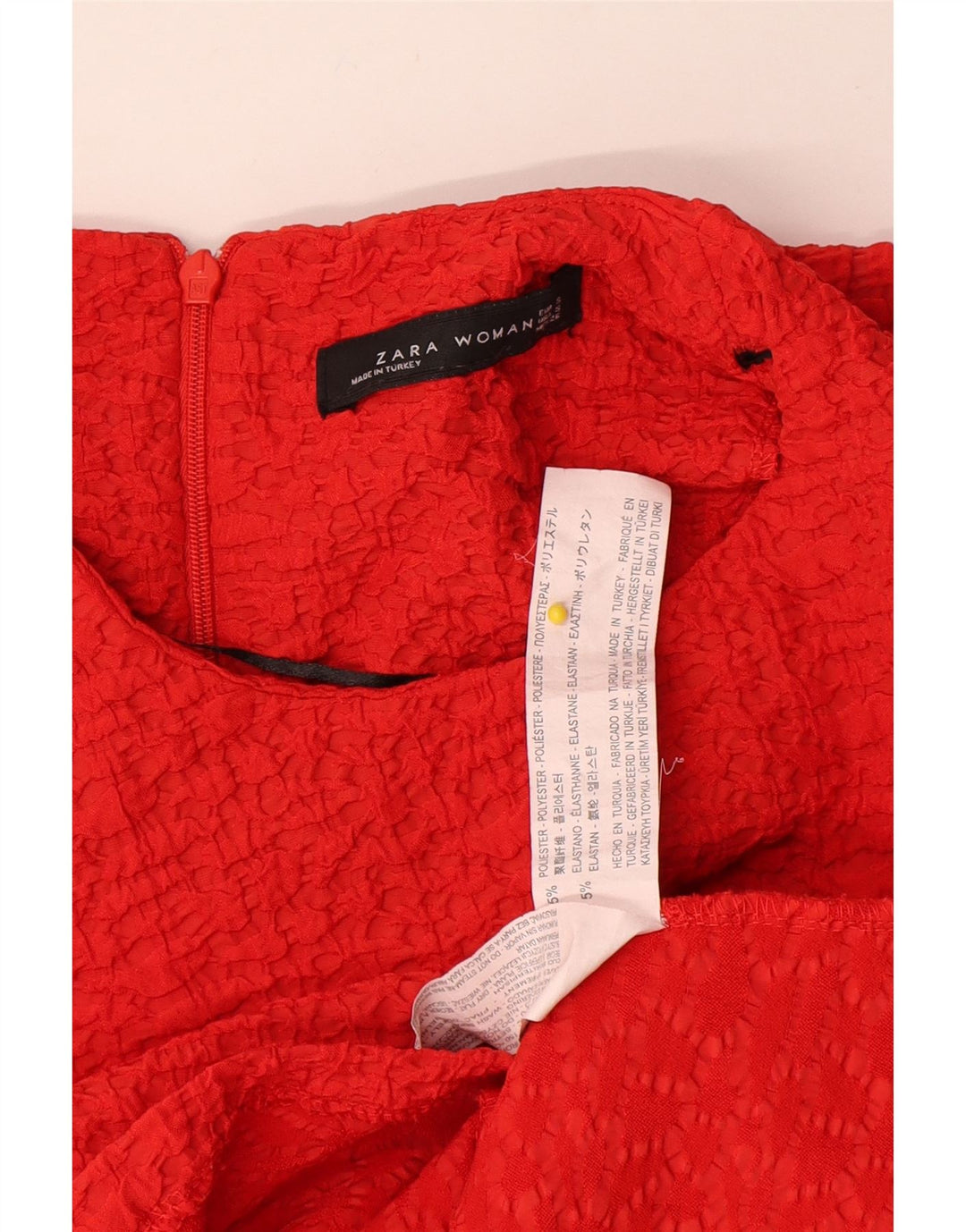 Zara Dame Ærmeløs A-Line Kjole UK 8 Lille Rød Polyester