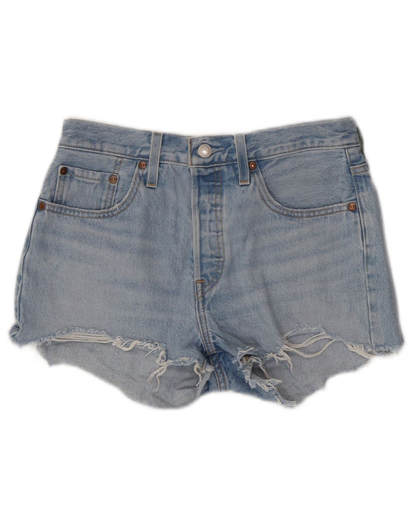 LEVI'S Womens 501 højtaljede denimshorts W27 Små blå bomuld