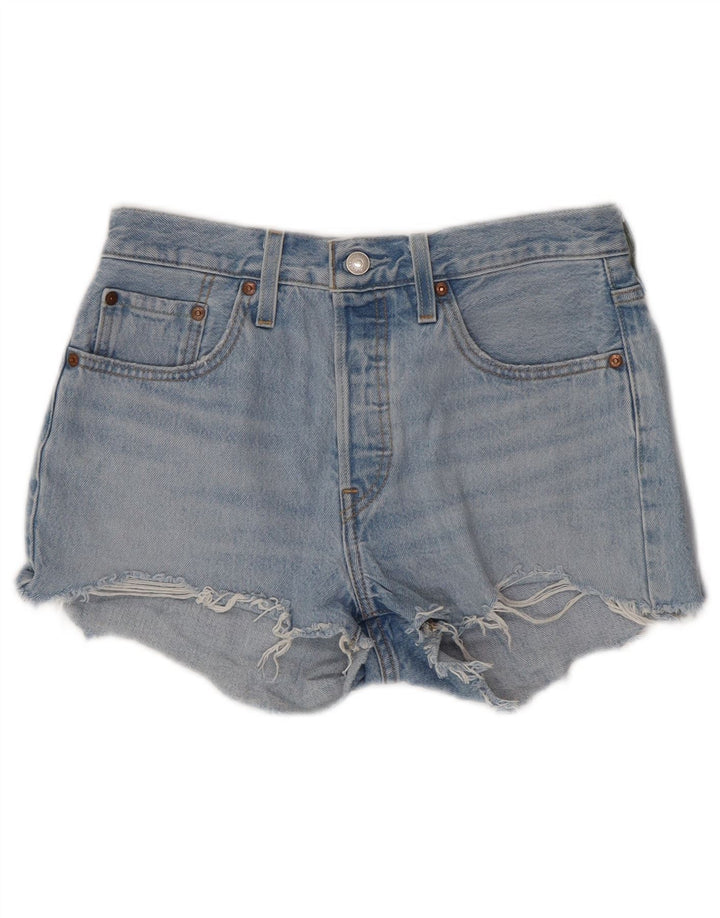 LEVI'S Womens 501 højtaljede denimshorts W27 Små blå bomuld