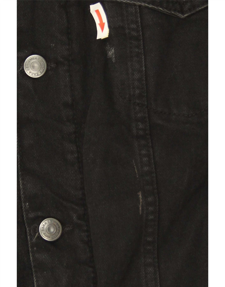 Zara Herre Sherpa Denimjakke UK 38 Medium Sort Polyester