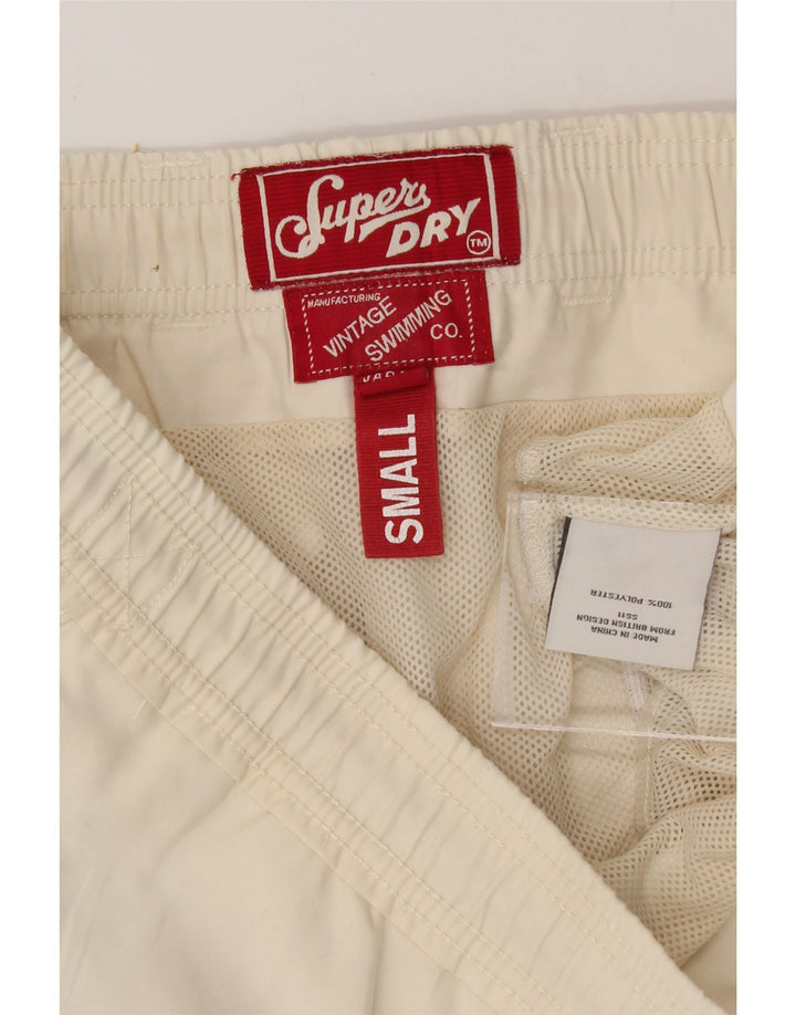 SUPERDRY Mens Graphic Swimming Shorts Small Off White Polyester Vintage Superdry and Second-Hand Superdry from Messina Hembry 