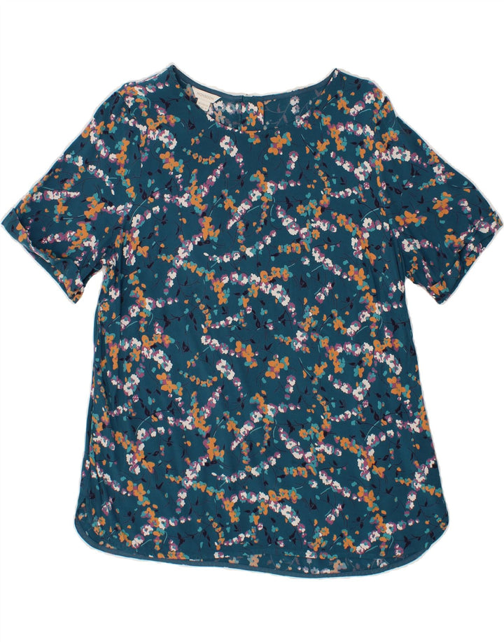 MONSOON Womens Blouse Top UK 14 Medium  Blue Floral Viscose Vintage Monsoon and Second-Hand Monsoon from Messina Hembry 