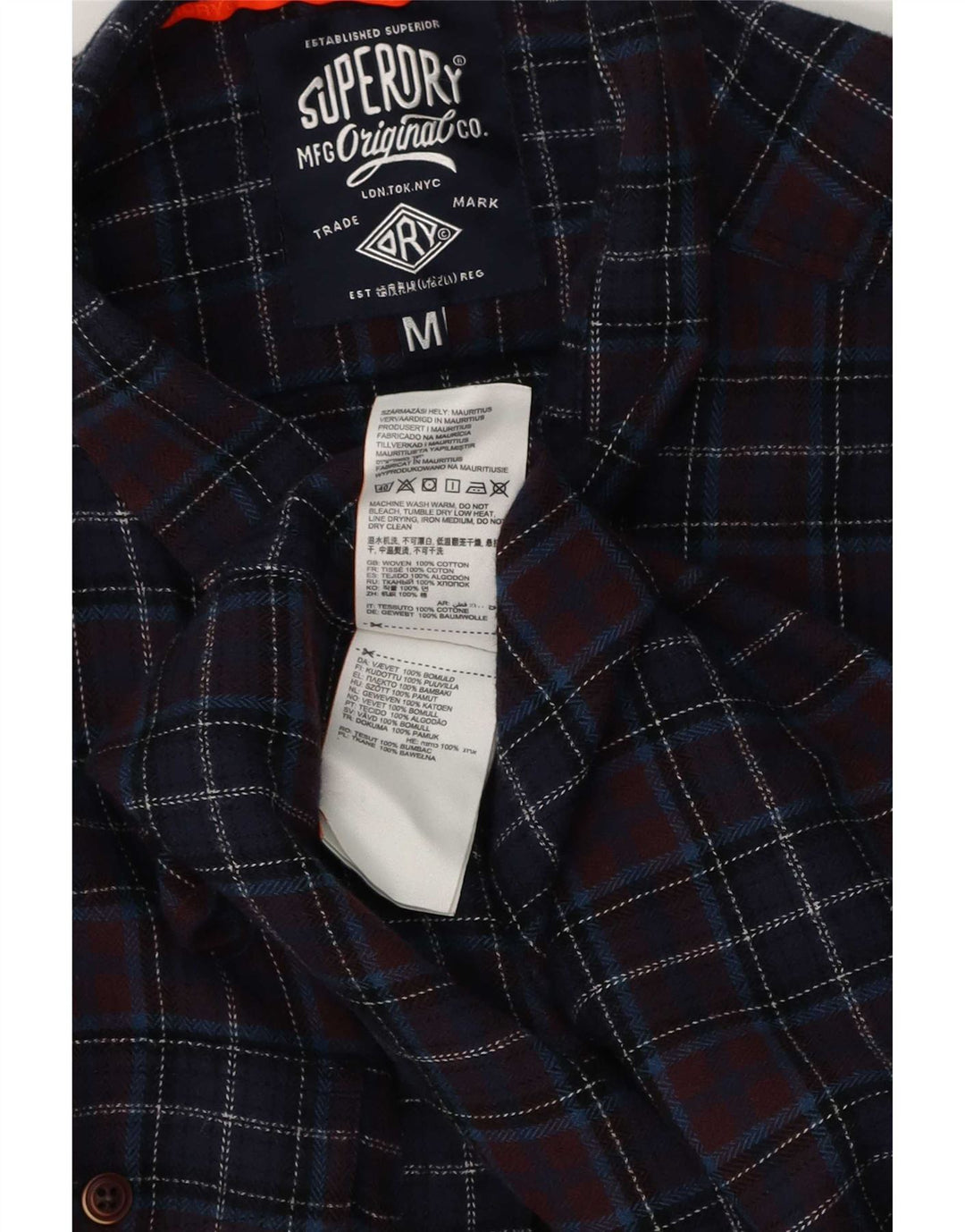Superdry Herre Regular Fit Flanelskjorte Medium Navyblå Ternet Bomuld
