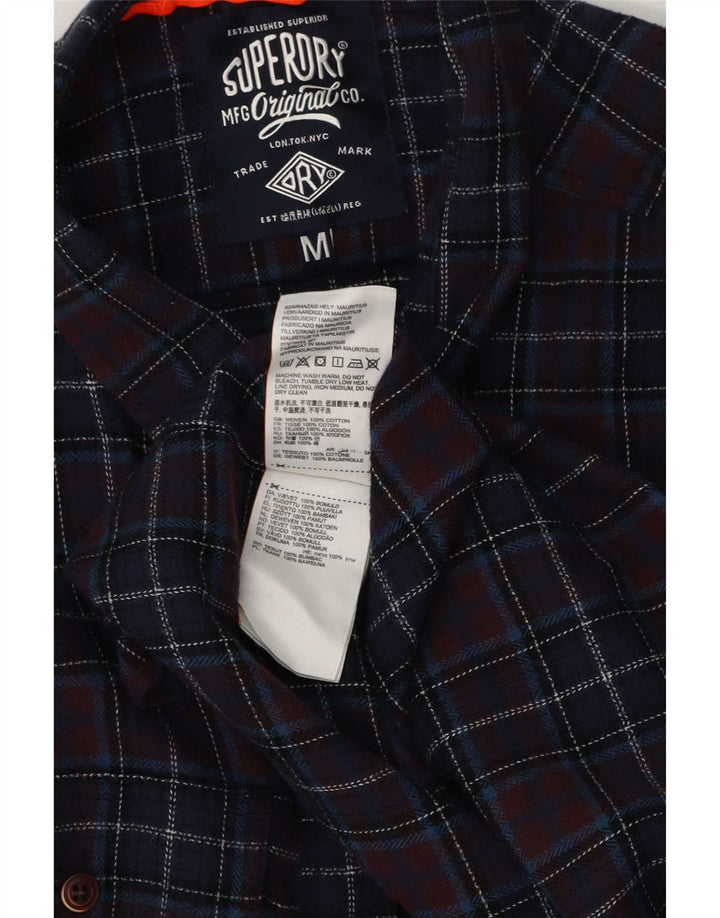 Superdry Herre Regular Fit Flanelskjorte Medium Navyblå Ternet Bomuld