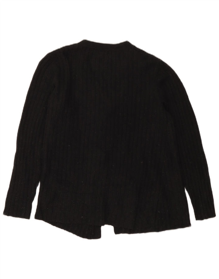 Zara Dame Cardigan Sweater UK 10 Lille Sort Polyamid