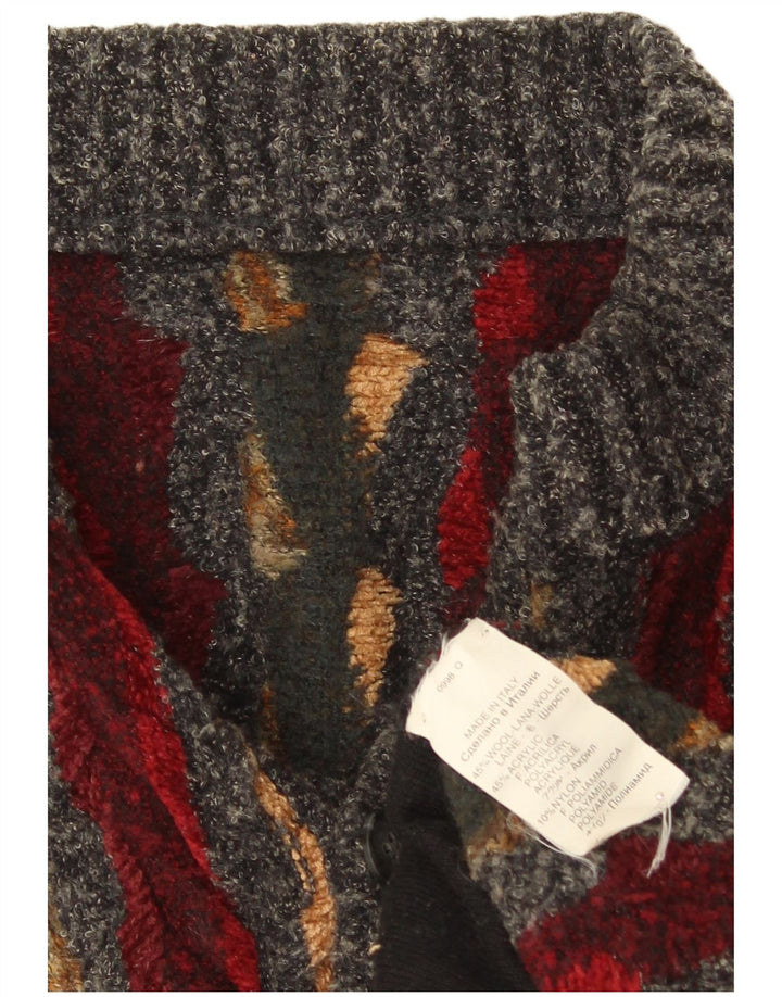 Vintage herre cardigan sweater, stor grå stribet uld