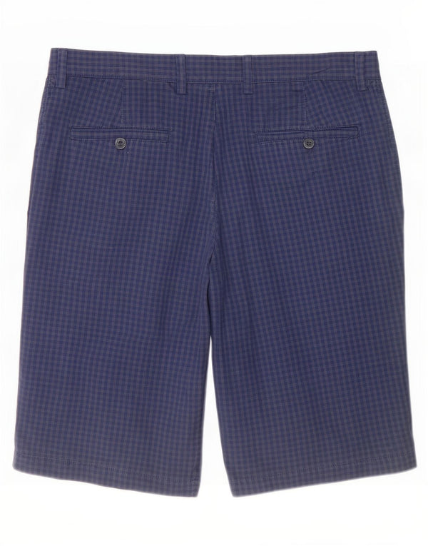 Marks & Spencer Herre Chino Shorts Large W34 Navy Blue Gingham Cotton