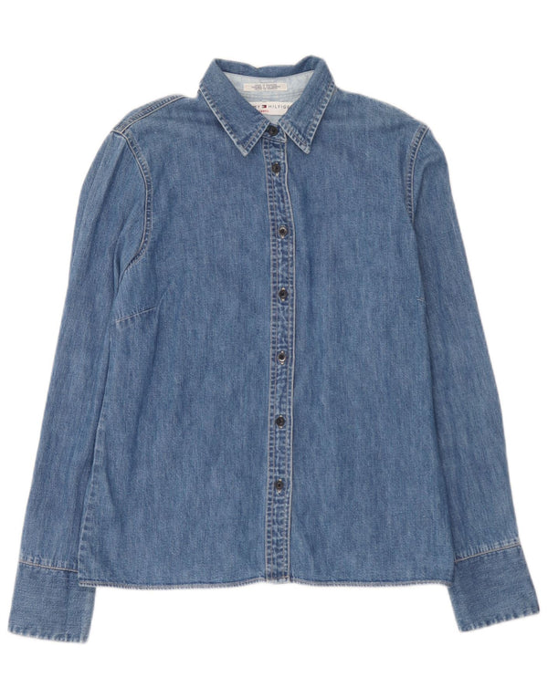 Tommy Hilfiger Dame Denim Shirt UK 12 Medium Blue Cotton