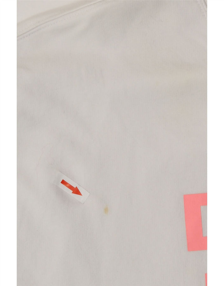 Dkny Dame Oversized Grafisk Top Langærmet UK 14 Medium Hvid Bomuld