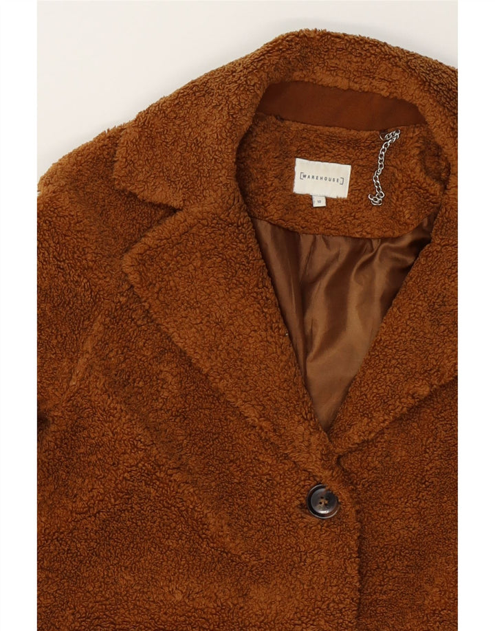 WAREHOUSE Womens Fleece Overcoat UK 10 Small Brown Polyester Vintage Warehouse and Second-Hand Warehouse from Messina Hembry 