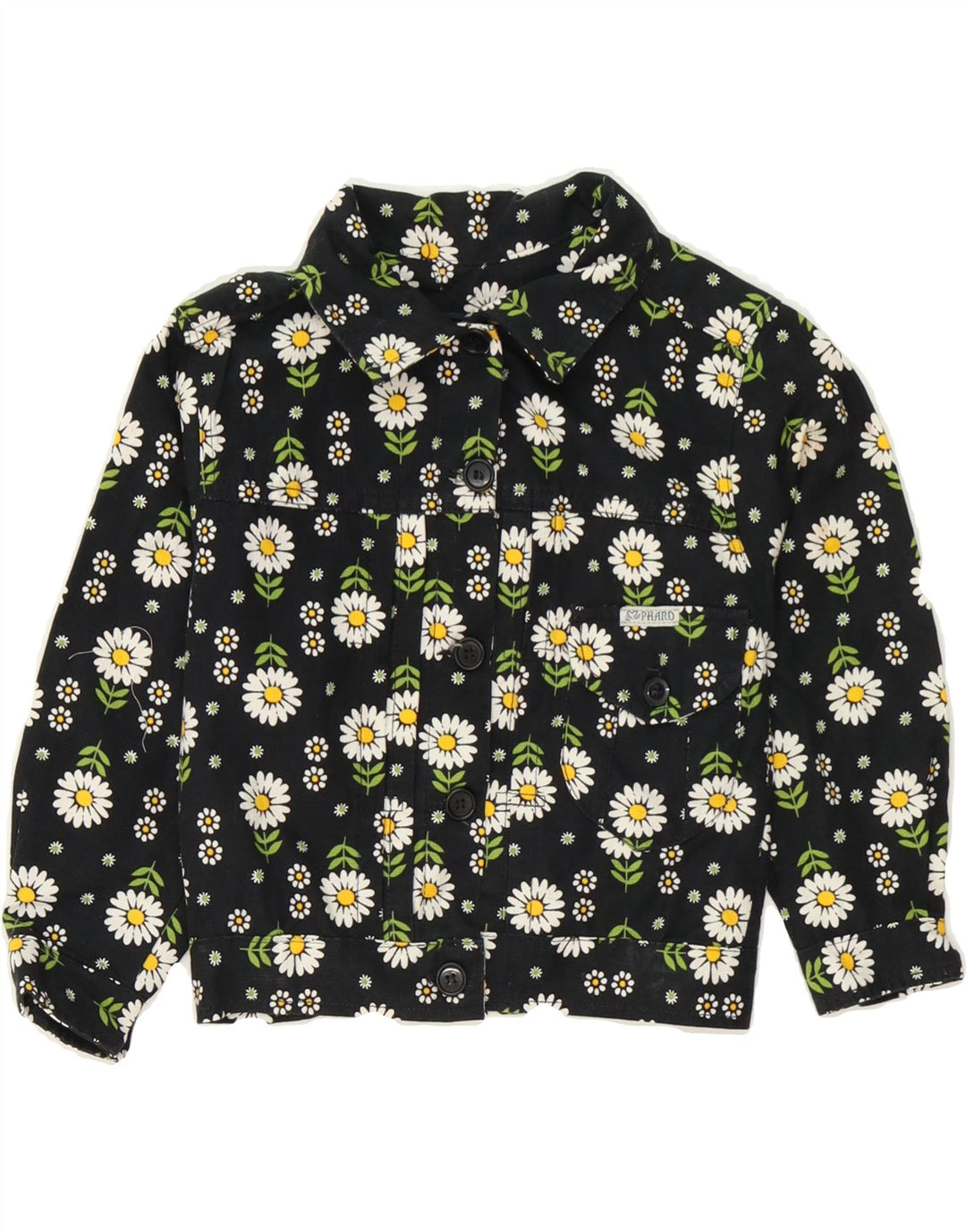 PHARD Girls Bomber Jacket 5-6 Years Black Floral Vintage Phard and Second-Hand Phard from Messina Hembry 
