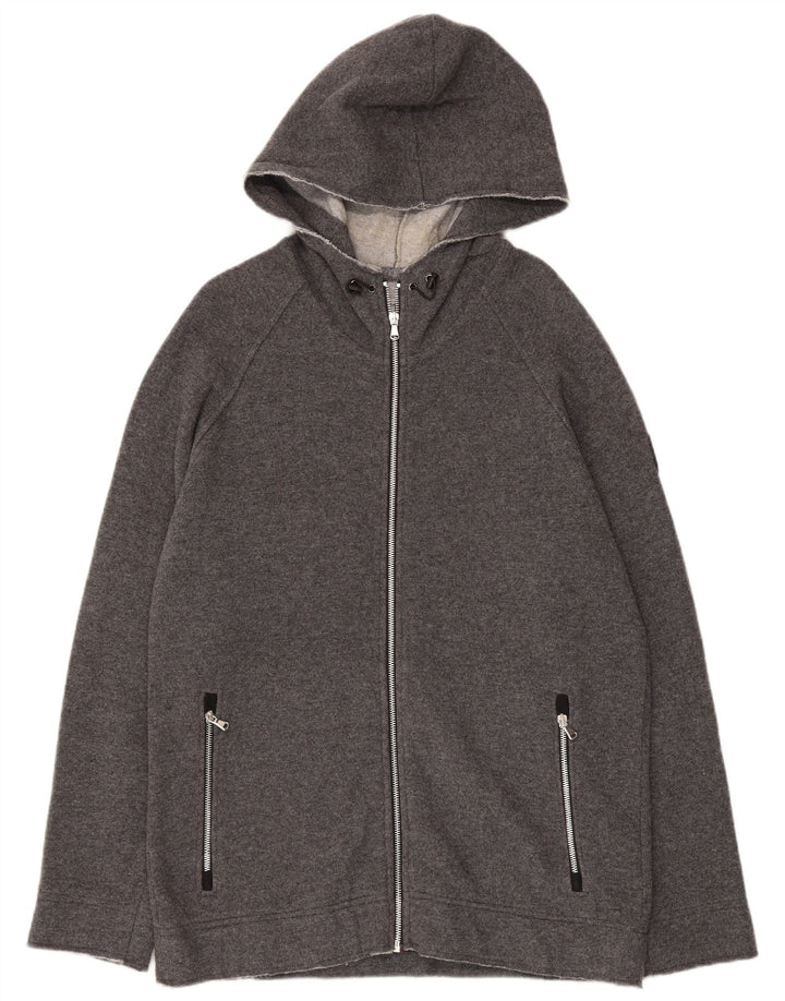 Vintage hættetrøje med lynlås til mænd XL grå uld