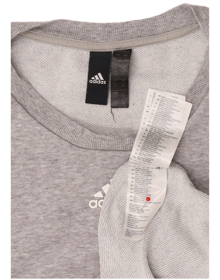 Adidas Dame Grafisk Oversized Sweatshirt Jumper UK 8/10 Small Grey Bomuld